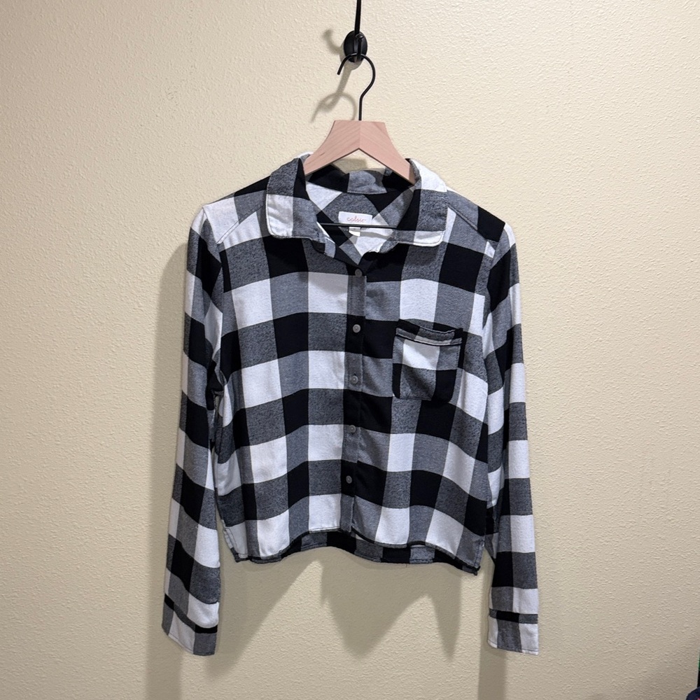 Colsie Size Medium Checkered Flannel Top